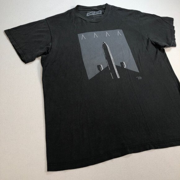 Ames Bros T‎ Shirt Men's L Gray Airplane Graphic Print 100% Cotton Monotone - Picture 6 of 10